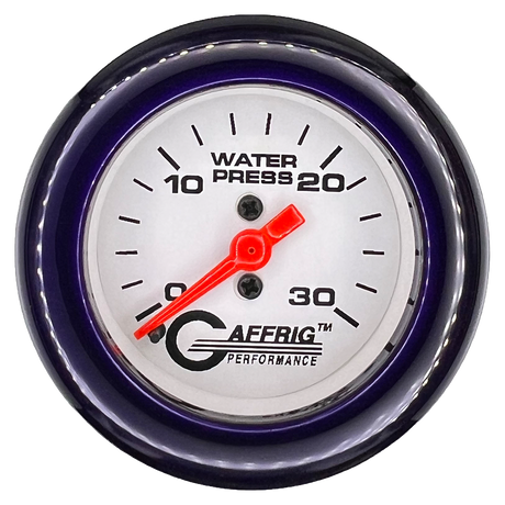 GAFFRIG 2 INCH MECHANICAL WATER PRESSURE 0-30 PSI GAUGE FAT RIM (218) / PURPLE / WHITE