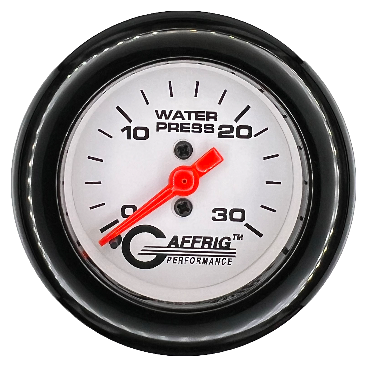 GAFFRIG 2 INCH MECHANICAL WATER PRESSURE 0-30 PSI GAUGE FAT RIM (218) / BLACK / WHITE