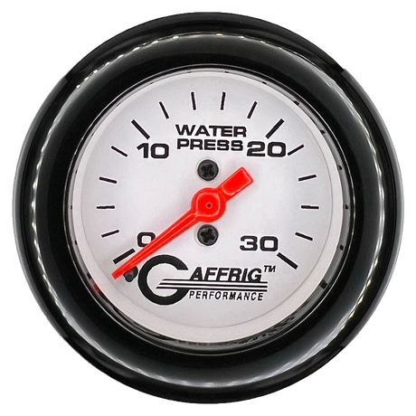 GAFFRIG 2 INCH MECHANICAL WATER PRESSURE 0-30 PSI GAUGE FAT RIM (218) / BLACK / WHITE