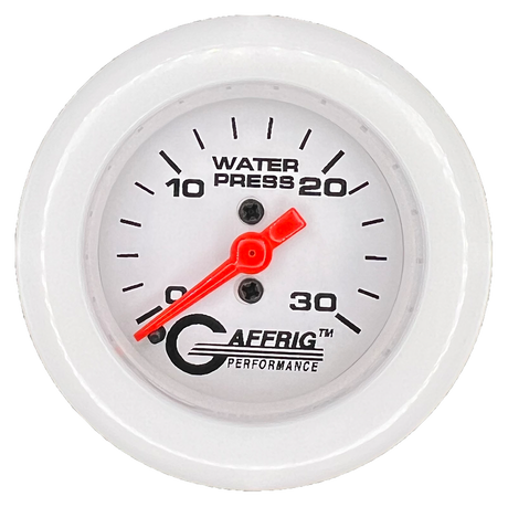 GAFFRIG 2 INCH MECHANICAL WATER PRESSURE 0-30 PSI GAUGE FAT RIM (218) / WHITE / WHITE