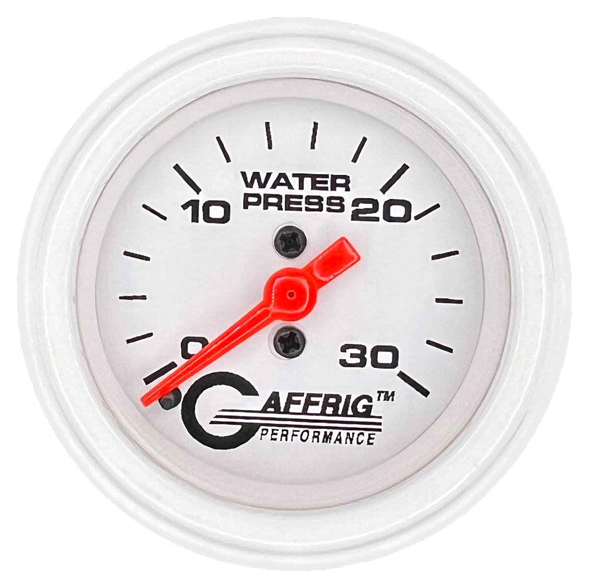 GAFFRIG 2 INCH MECHANICAL WATER PRESSURE 0-30 PSI GAUGE STEP RIM (002) / WHITE / WHITE