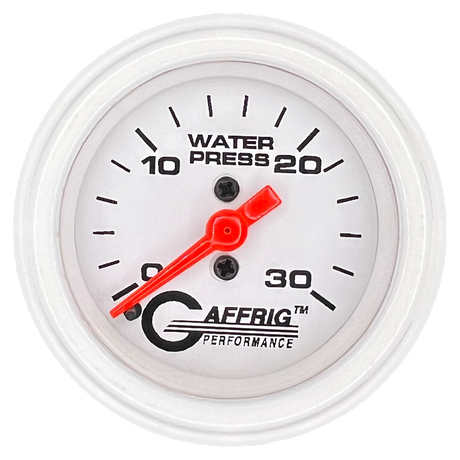 GAFFRIG 2 INCH MECHANICAL WATER PRESSURE 0-30 PSI GAUGE STEP RIM (002) / WHITE / WHITE