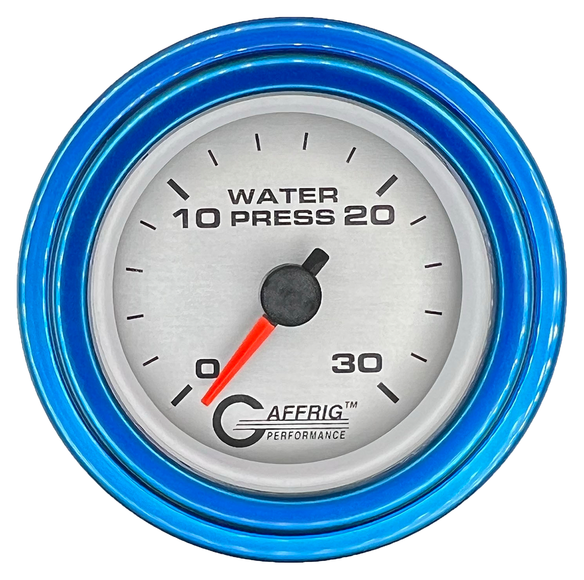 GAFFRIG 2 INCH MECHANICAL WATER PRESSURE 0-30 PSI GAUGE STEP RIM (002) / BLUE / PLATINUM