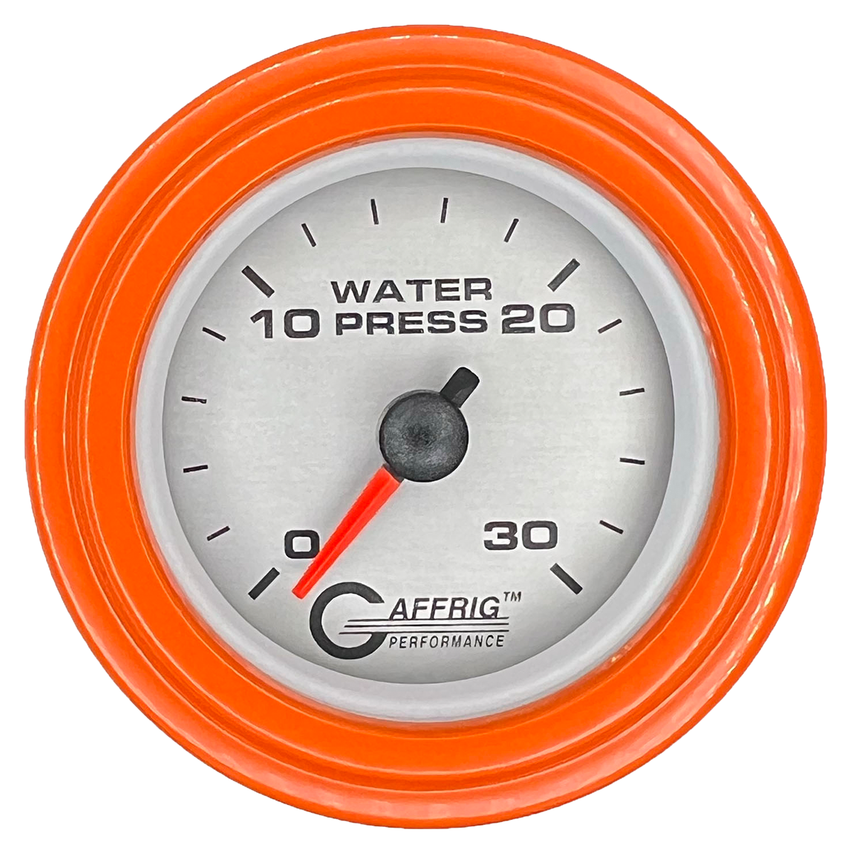 GAFFRIG 2 INCH MECHANICAL WATER PRESSURE 0-30 PSI GAUGE STEP RIM (002) / ORANGE / PLATINUM