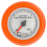 GAFFRIG 2 INCH MECHANICAL WATER PRESSURE 0-30 PSI GAUGE STEP RIM (002) / ORANGE / PLATINUM