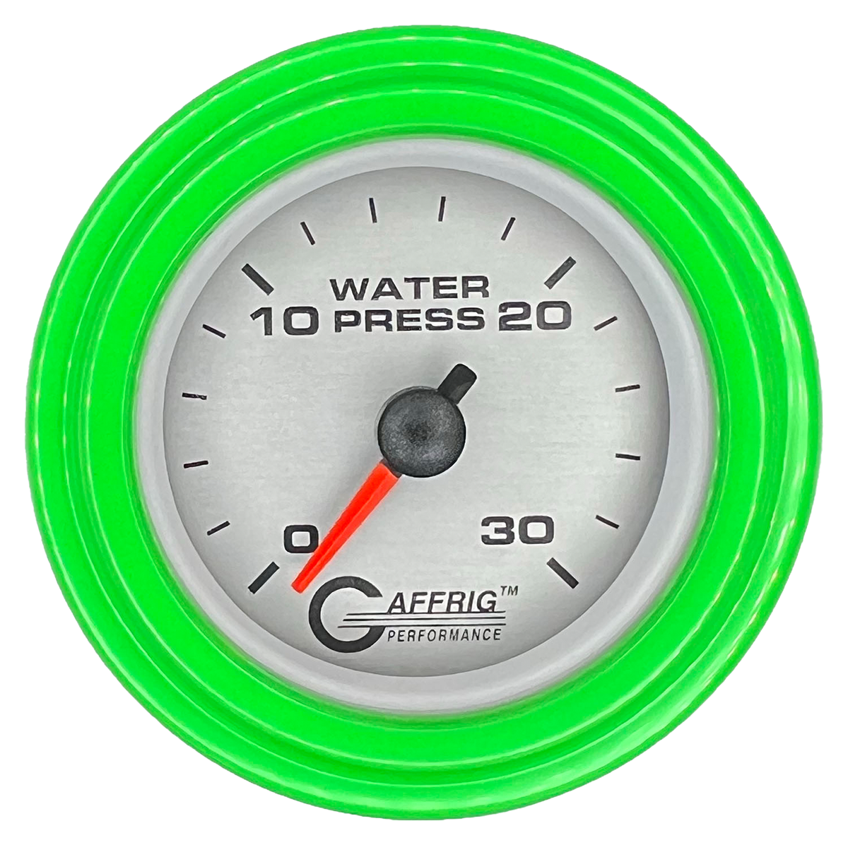 GAFFRIG 2 INCH MECHANICAL WATER PRESSURE 0-30 PSI GAUGE STEP RIM (002) / LIME GREEN / PLATINUM