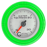 GAFFRIG 2 INCH MECHANICAL WATER PRESSURE 0-30 PSI GAUGE STEP RIM (002) / LIME GREEN / PLATINUM