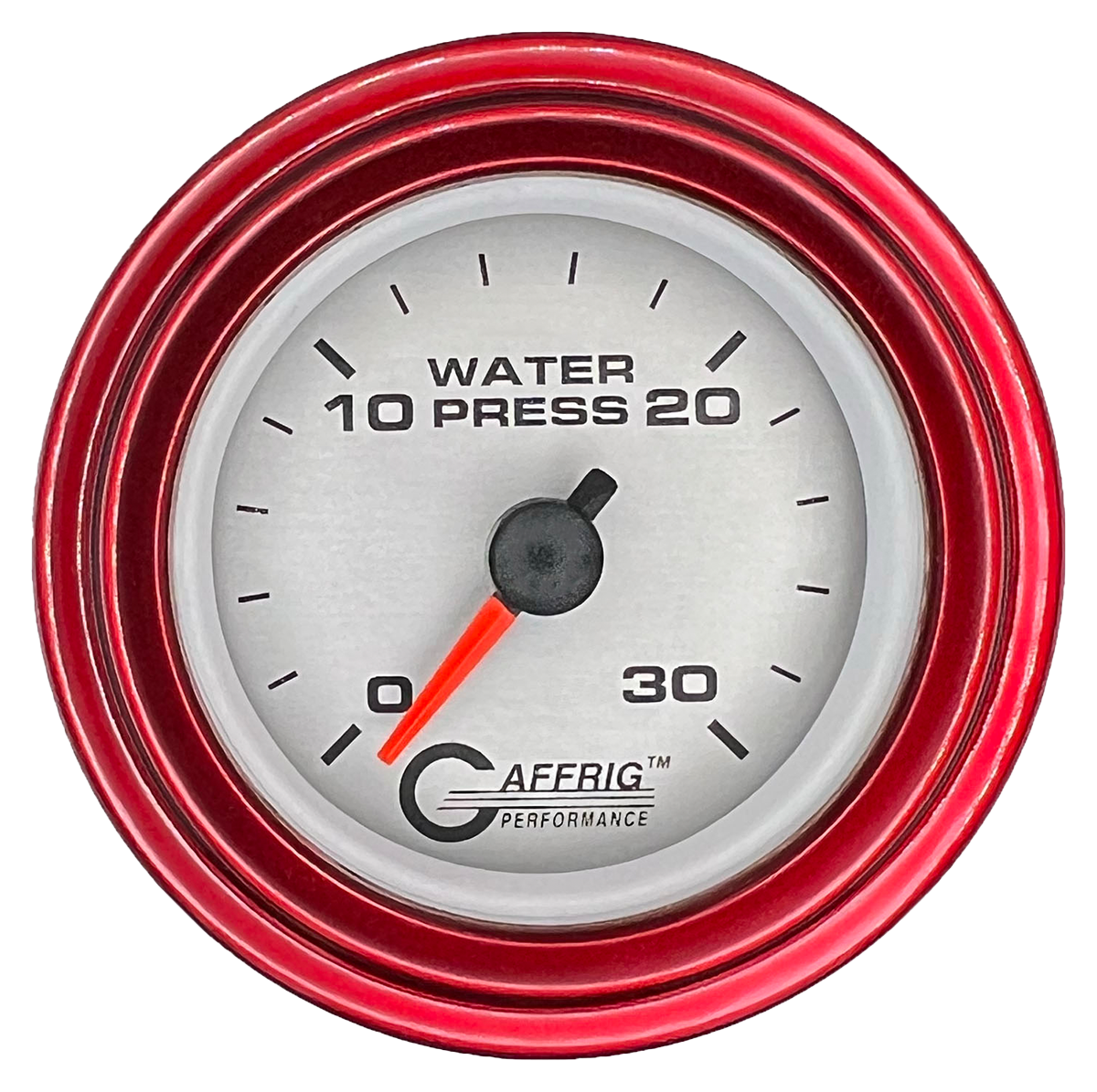 GAFFRIG 2 INCH MECHANICAL WATER PRESSURE 0-30 PSI GAUGE STEP RIM (002) / RED / PLATINUM