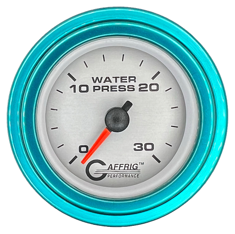 GAFFRIG 2 INCH MECHANICAL WATER PRESSURE 0-30 PSI GAUGE STEP RIM (002) / TEAL / PLATINUM