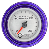 GAFFRIG 2 INCH MECHANICAL WATER PRESSURE 0-30 PSI GAUGE STEP RIM (002) / PURPLE / PLATINUM