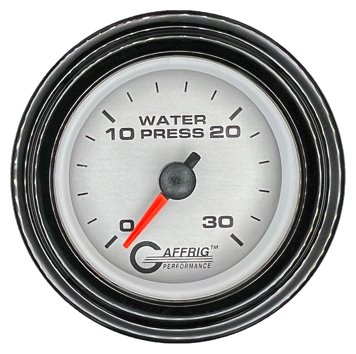 GAFFRIG 2 INCH MECHANICAL WATER PRESSURE 0-30 PSI GAUGE STEP RIM (002) / BLACK / PLATINUM