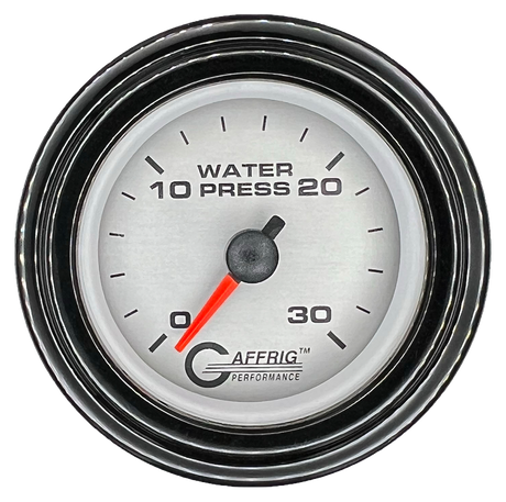 GAFFRIG 2 INCH MECHANICAL WATER PRESSURE 0-30 PSI GAUGE STEP RIM (002) / BLACK / PLATINUM