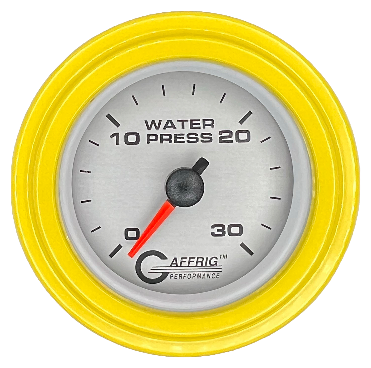 GAFFRIG 2 INCH MECHANICAL WATER PRESSURE 0-30 PSI GAUGE STEP RIM (002) / YELLOW / PLATINUM