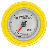 GAFFRIG 2 INCH MECHANICAL WATER PRESSURE 0-30 PSI GAUGE STEP RIM (002) / YELLOW / PLATINUM