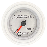 GAFFRIG 2 INCH MECHANICAL WATER PRESSURE 0-30 PSI GAUGE STEP RIM (002) / WHITE / PLATINUM