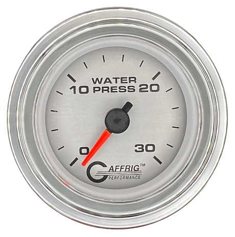 GAFFRIG 2 INCH MECHANICAL WATER PRESSURE 0-30 PSI GAUGE STEP RIM (002) / CHROME/POLISHED / PLATINUM