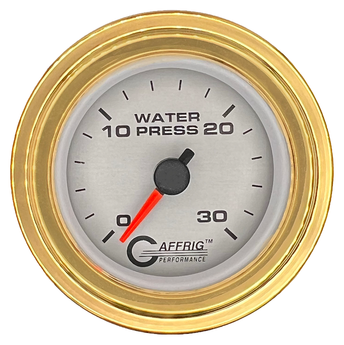 GAFFRIG 2 INCH MECHANICAL WATER PRESSURE 0-30 PSI GAUGE STEP RIM (002) / GOLD / PLATINUM