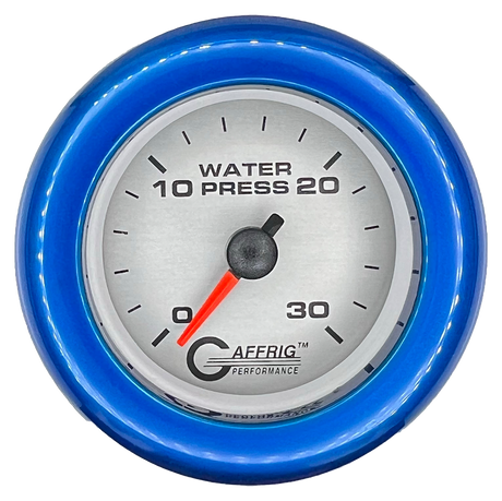 GAFFRIG 2 INCH MECHANICAL WATER PRESSURE 0-30 PSI GAUGE FAT RIM (218) / BLUE / PLATINUM