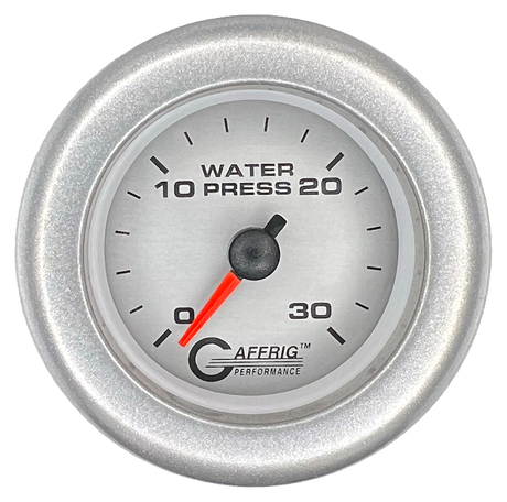 GAFFRIG 2 INCH MECHANICAL WATER PRESSURE 0-30 PSI GAUGE FAT RIM (218) / PLATINUM / PLATINUM