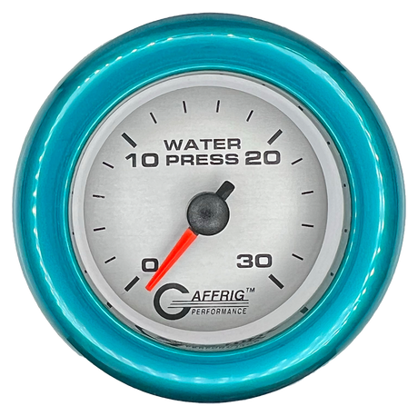 GAFFRIG 2 INCH MECHANICAL WATER PRESSURE 0-30 PSI GAUGE FAT RIM (218) / TEAL / PLATINUM