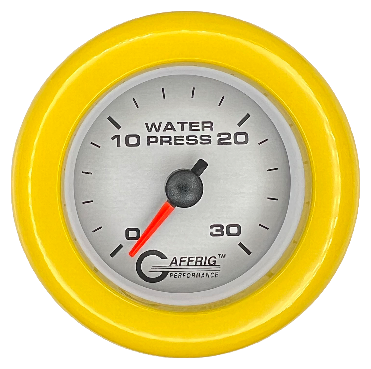 GAFFRIG 2 INCH MECHANICAL WATER PRESSURE 0-30 PSI GAUGE FAT RIM (218) / YELLOW / PLATINUM