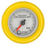 GAFFRIG 2 INCH MECHANICAL WATER PRESSURE 0-30 PSI GAUGE FAT RIM (218) / YELLOW / PLATINUM