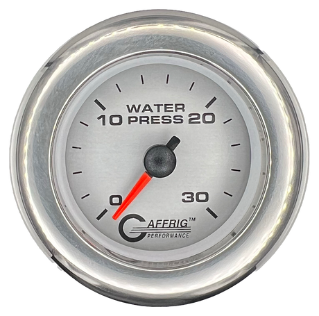 GAFFRIG 2 INCH MECHANICAL WATER PRESSURE 0-30 PSI GAUGE FAT RIM (218) / CHROME/POLISHED / PLATINUM