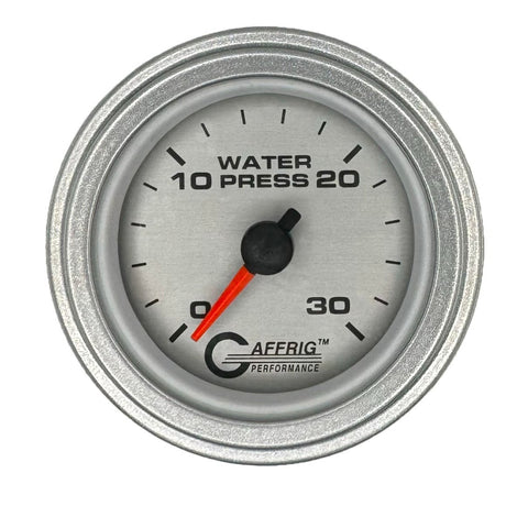 GAFFRIG 2 INCH MECHANICAL WATER PRESSURE 0-30 PSI GAUGE STEP RIM (002) / PLATINUM / PLATINUM