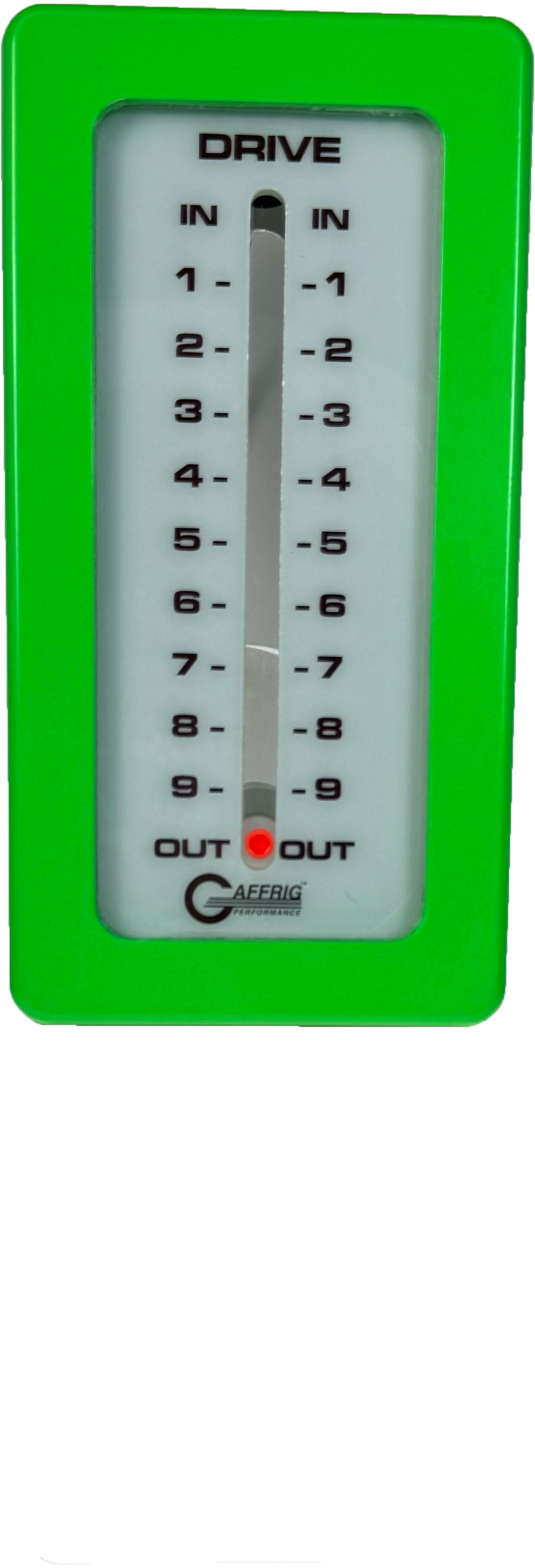 GAFFRIG PART #200 MECHANICAL INDICATOR - 1 DRIVE MERCURY CARD - WHITE DIAL LIME GREEN