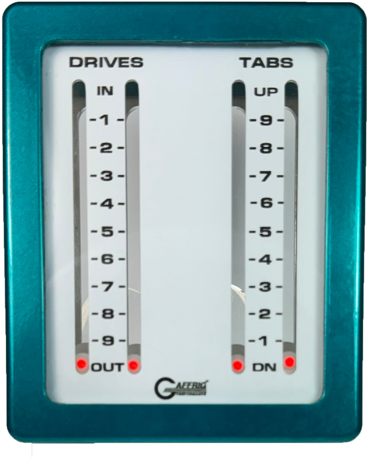 GAFFRIG PART #205 MECHANICAL INDICATOR - 2 DRIVES 2 TABS MERCURY CARD - WHITE DIAL TEAL