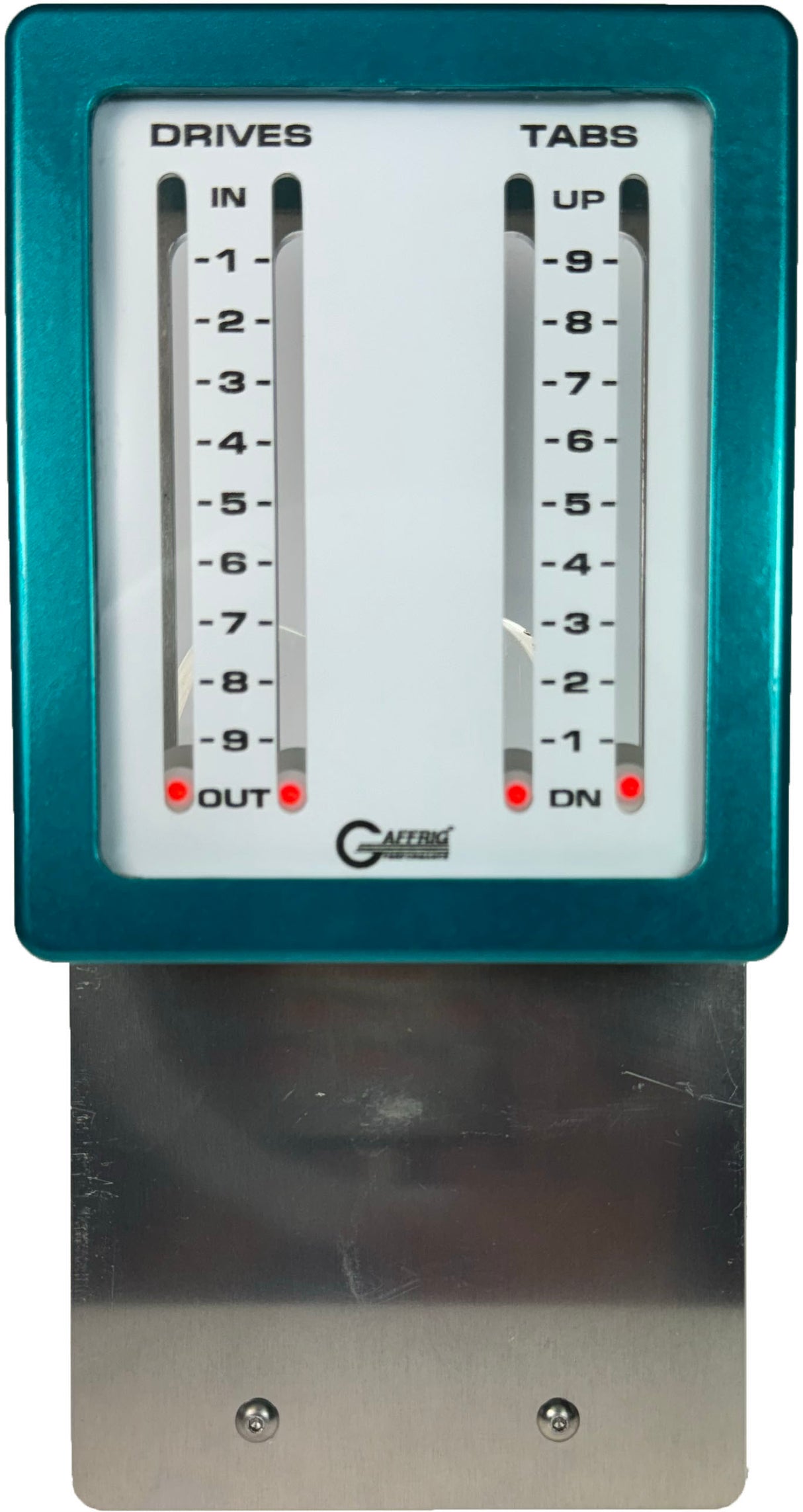 GAFFRIG PART #205 MECHANICAL INDICATOR - 2 DRIVES 2 TABS MERCURY CARD - WHITE DIAL TEAL