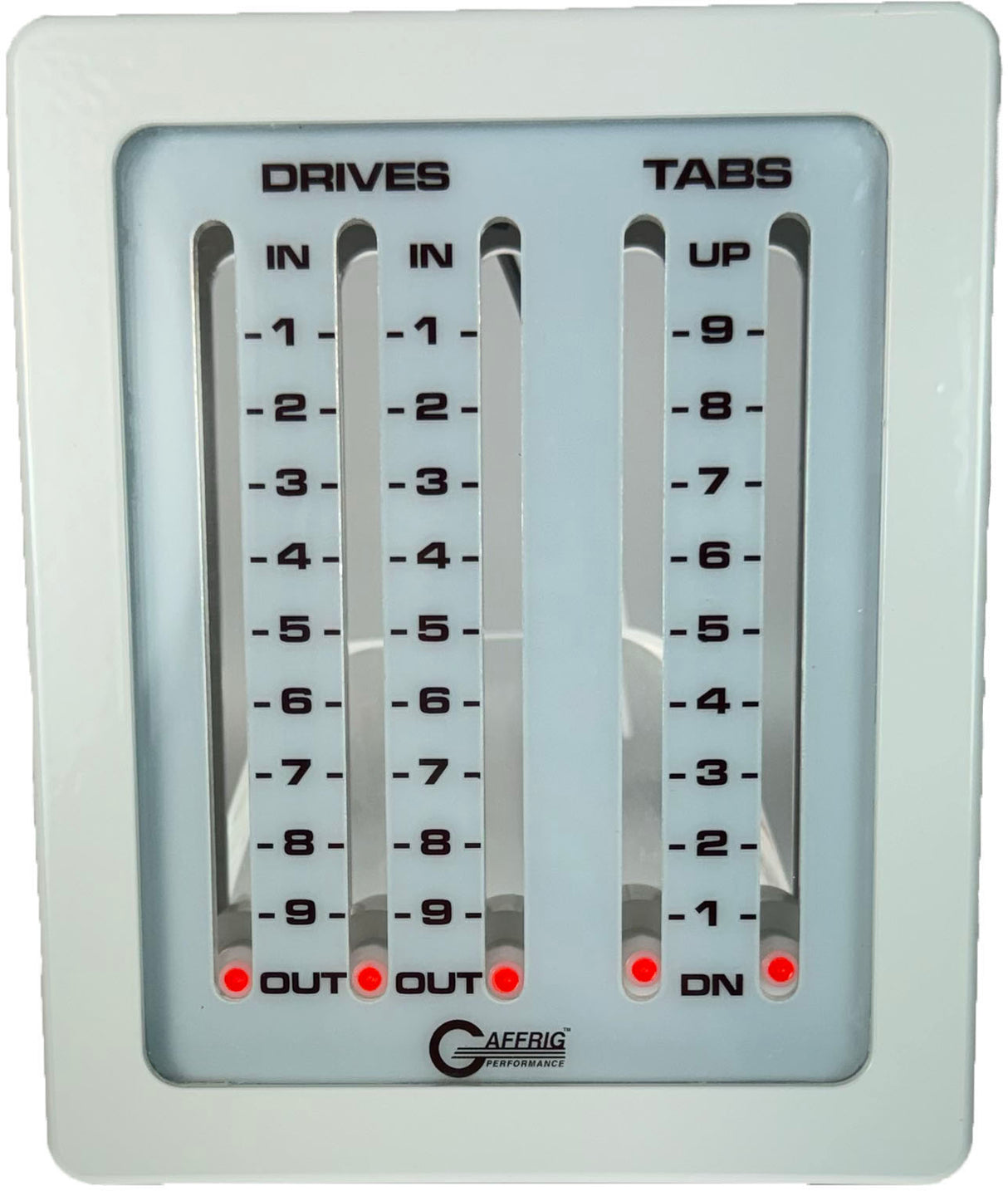 GAFFRIG PART #206 MECHANICAL INDICATOR - 3 DRIVES 2 TABS MERCURY CARD - WHITE DIAL WHITE