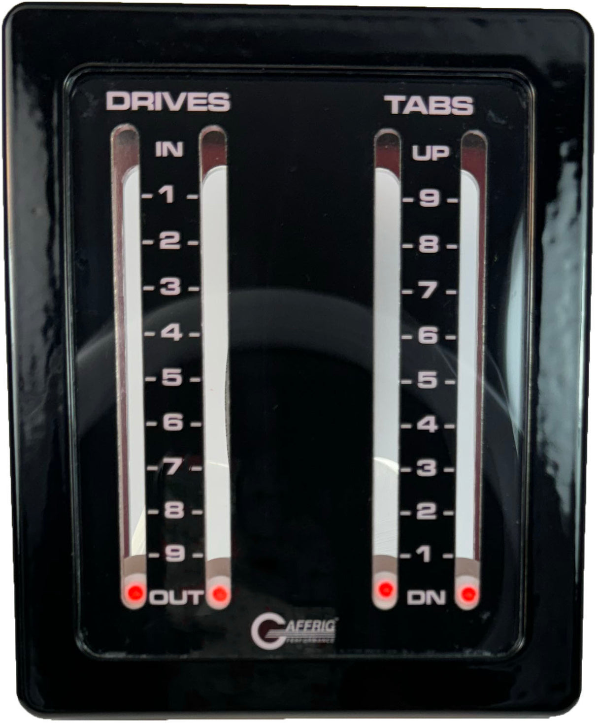 GAFFRIG PART #215 MECHANICAL INDICATOR - 2 DRIVES 2 TABS MERCURY CARD - BLACK DIAL BLACK