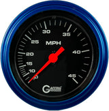 GAFFRIG 3 3/8 INCH MECHANICAL DRY SPEEDOMETER 45 MPH - HEAD ONLY STEP RIM (008) / BLUE / BLACK