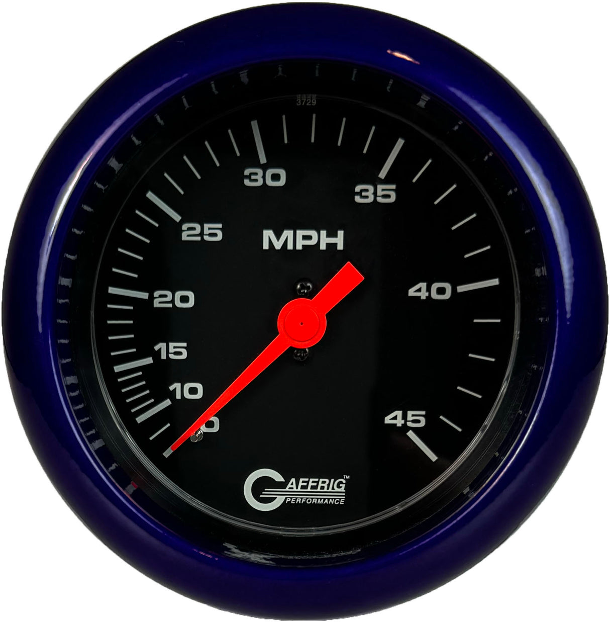 GAFFRIG 3 3/8 INCH MECHANICAL DRY SPEEDOMETER 45 MPH - HEAD ONLY FAT RIM (338) / PURPLE / BLACK