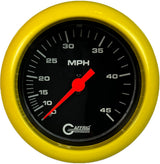 GAFFRIG 3 3/8 INCH MECHANICAL DRY SPEEDOMETER 45 MPH - HEAD ONLY FAT RIM (338) / YELLOW / BLACK