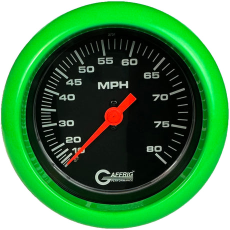 GAFFRIG 3 3/8 INCH MECHANICAL DRY SPEEDOMETER 80 MPH - HEAD ONLY BLACK / STEP RIM (008) / BLACK