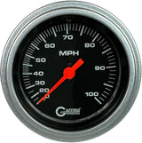 GAFFRIG 3 3/8 INCH MECHANICAL DRY SPEEDOMETER 100 MPH - HEAD ONLY STEP RIM (008) / PLATINUM / BLACK