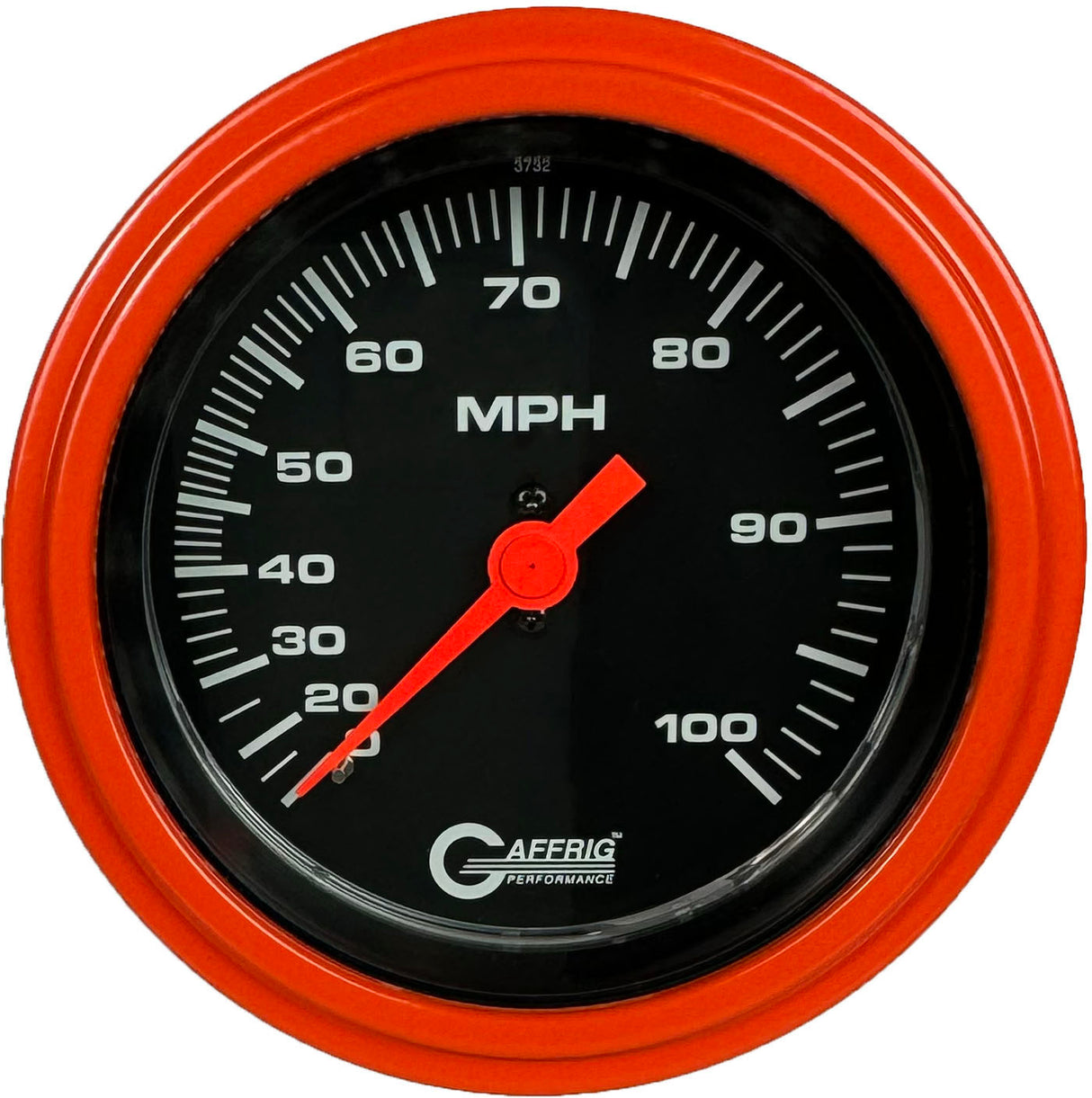 GAFFRIG 3 3/8 INCH MECHANICAL DRY SPEEDOMETER 100 MPH - HEAD ONLY STEP RIM (008) / ORANGE / BLACK