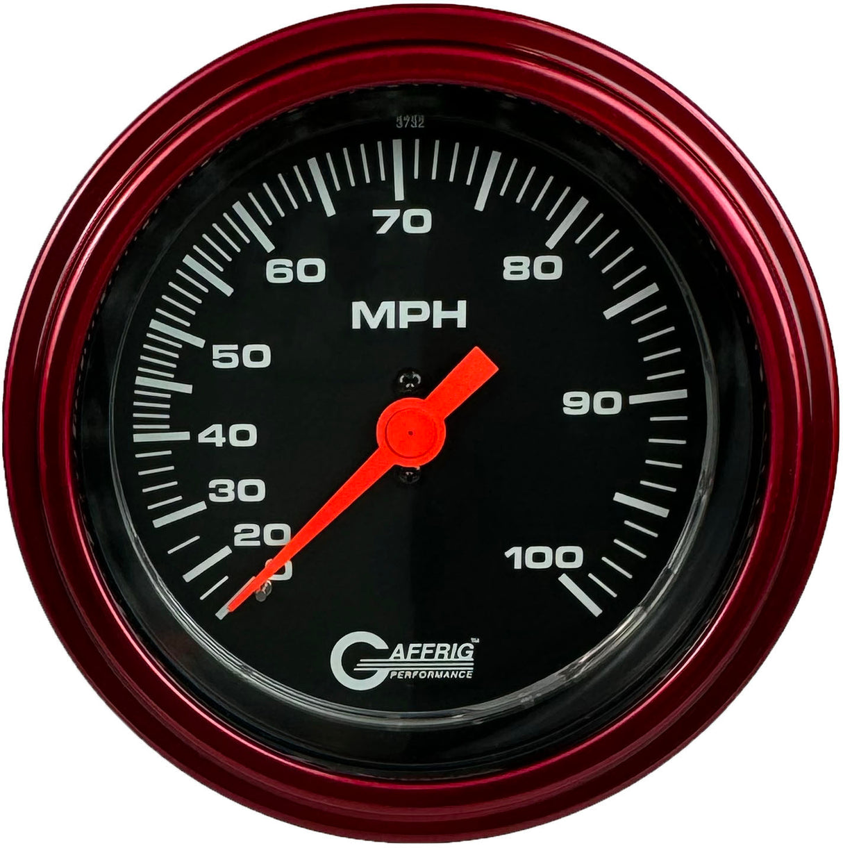 GAFFRIG 3 3/8 INCH MECHANICAL DRY SPEEDOMETER 100 MPH - HEAD ONLY STEP RIM (008) / RED / BLACK