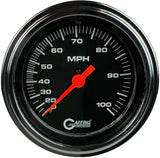 GAFFRIG 3 3/8 INCH MECHANICAL DRY SPEEDOMETER 100 MPH - HEAD ONLY STEP RIM (008) / POLISHED/CHROME / BLACK