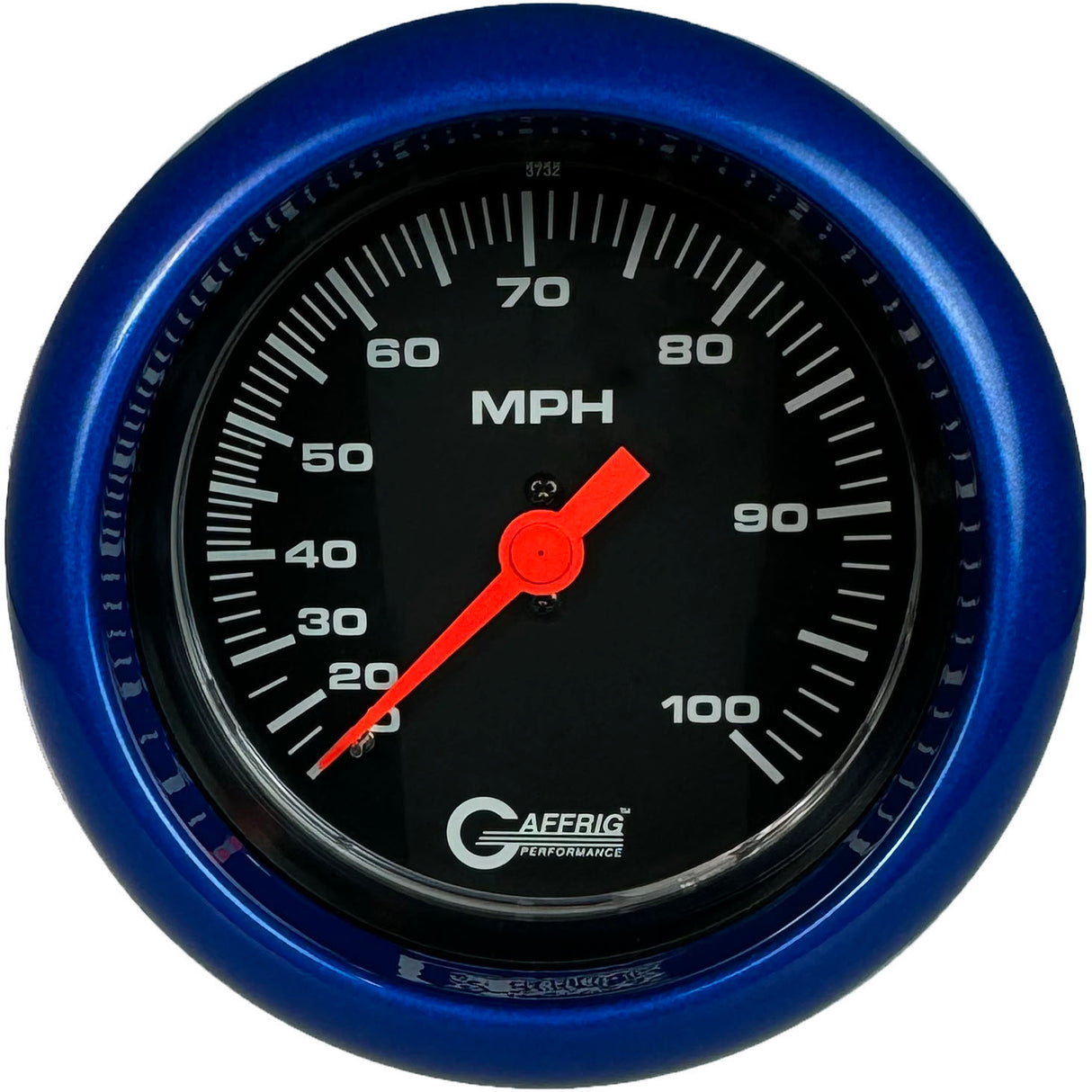 GAFFRIG 3 3/8 INCH MECHANICAL DRY SPEEDOMETER 100 MPH - HEAD ONLY FAT RIM (338) / BLUE / BLACK