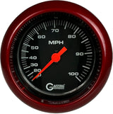 GAFFRIG 3 3/8 INCH MECHANICAL DRY SPEEDOMETER 100 MPH - HEAD ONLY FAT RIM (338) / RED / BLACK