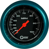 GAFFRIG 3 3/8 INCH MECHANICAL DRY SPEEDOMETER 100 MPH - HEAD ONLY FAT RIM (338) / TEAL / BLACK