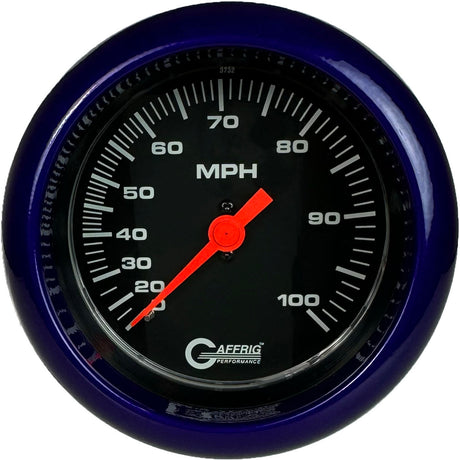 GAFFRIG 3 3/8 INCH MECHANICAL DRY SPEEDOMETER 100 MPH - HEAD ONLY - WHITE, BLACK, PLATINUM