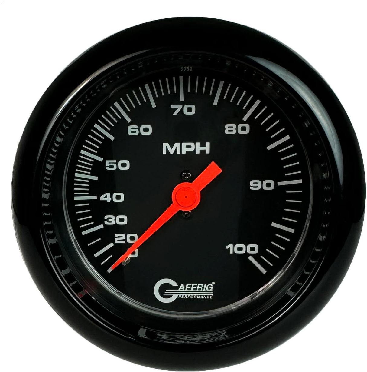 GAFFRIG 3 3/8 INCH MECHANICAL DRY SPEEDOMETER 100 MPH - HEAD ONLY FAT RIM (338) / BLACK / BLACK