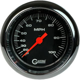 GAFFRIG 3 3/8 INCH MECHANICAL DRY SPEEDOMETER 100 MPH - HEAD ONLY FAT RIM (338) / POLISHED/CHROME / BLACK