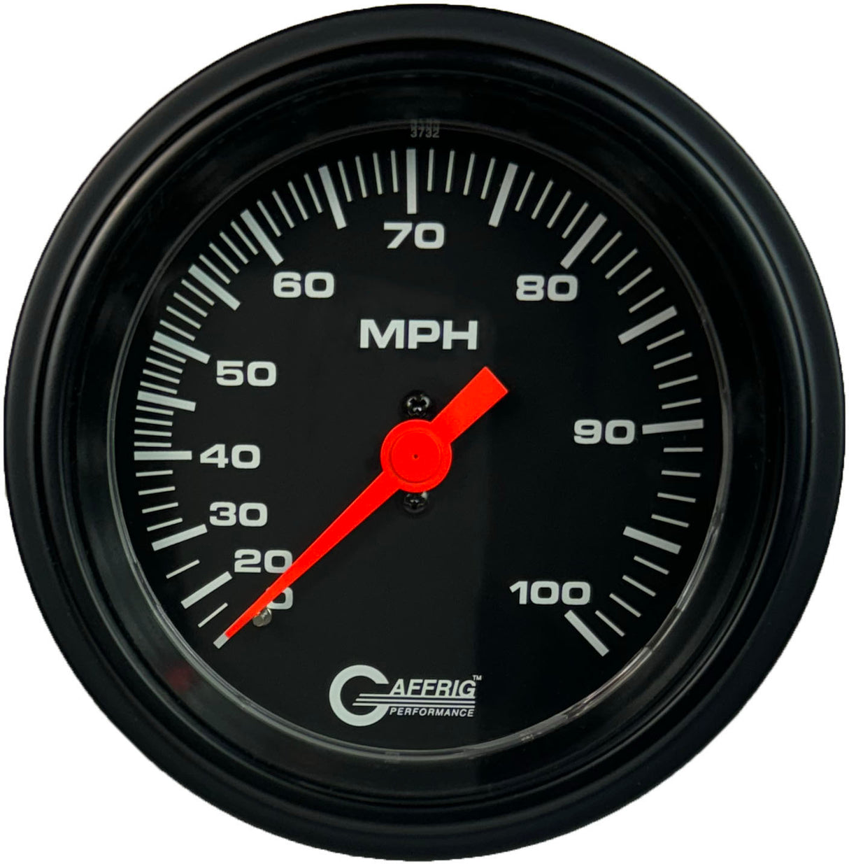 GAFFRIG 3 3/8 INCH MECHANICAL DRY SPEEDOMETER 100 MPH - HEAD ONLY STEP RIM (008) / BLACK / BLACK