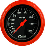 GAFFRIG 3 3/8 INCH MECHANICAL DRY SPEEDOMETER 120 MPH - HEAD ONLY BLACK / STEP RIM (008) / ORANGE