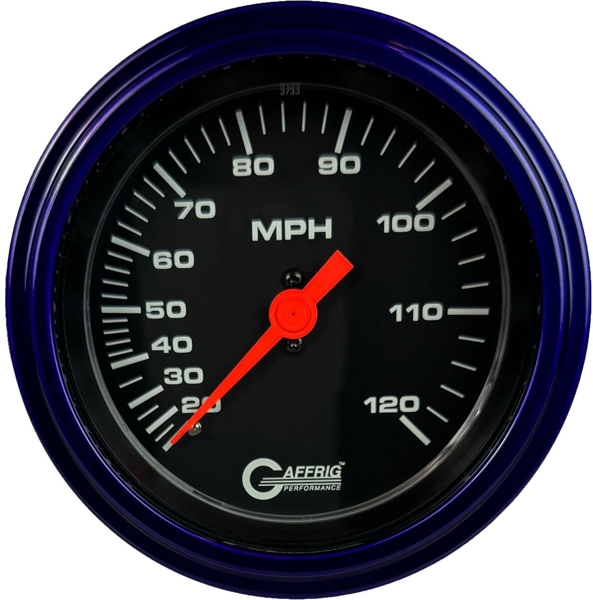 GAFFRIG 3 3/8 INCH MECHANICAL DRY SPEEDOMETER 120 MPH - HEAD ONLY BLACK / STEP RIM (008) / PURPLE